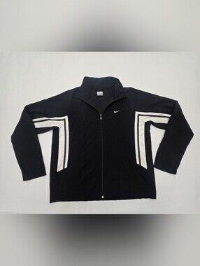 Nike Black Windbreaker Jacket with White Chevron Stripes